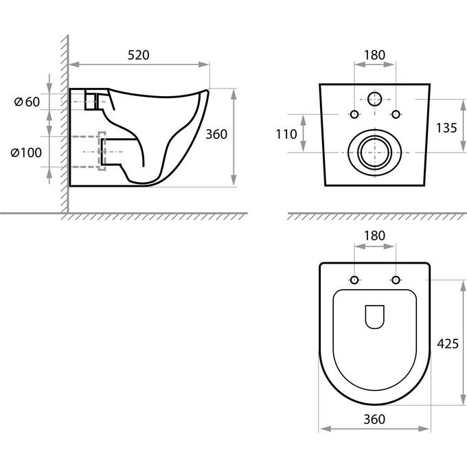 Безободковый подвесной унитаз Koller Pool Round Comfort Tornado 3.0 1884570198 (воронкообразный, c сиденьем), фото 2