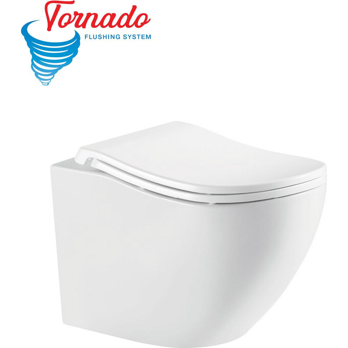 Безободковый подвесной унитаз Koller Pool Round Comfort Tornado 3.0 1884570198 (воронкообразный, c сиденьем), фото 