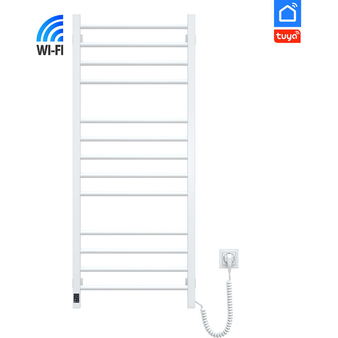 Электрический полотенцесушитель Navin Классик Квадро Sensor Wi-Fi 12-116055-5012 (500x1200, белый глянцевый, правый, сенсорный, с таймером), Доступные размеры: 500 x 1200, Цвет производителя: белый глянец, Подключение полотенцесушителя: правое, фото 2