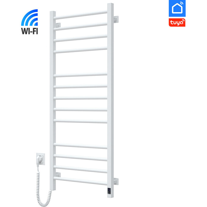 Электрический полотенцесушитель Navin Классик Квадро Sensor Wi-Fi 12-116155-5012 (500x1200, белый глянцевый, левый, сенсорный, с таймером), Доступные размеры: 500 x 1200, Цвет производителя: белый глянец, Подключение полотенцесушителя: левое, фото 