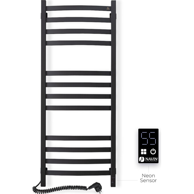 Электрический полотенцесушитель Navin Avalon Sensor 12-203153-4812 (480x1200, черный муар, левый, сенсорный, с таймером), Доступные размеры: 480 x 1200, Цвет производителя: черный муар, Подключение полотенцесушителя: левое, фото 3