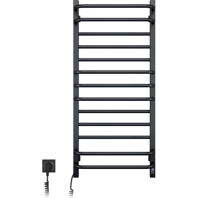 Электрический полотенцесушитель Navin Грандис Sensor 12-208153-4810 (480x1000, черный муар, левый, сенсорный, с таймером), Доступные размеры: 480 x 1000, Цвет производителя: черный муар, Подключение полотенцесушителя: левое, фото 