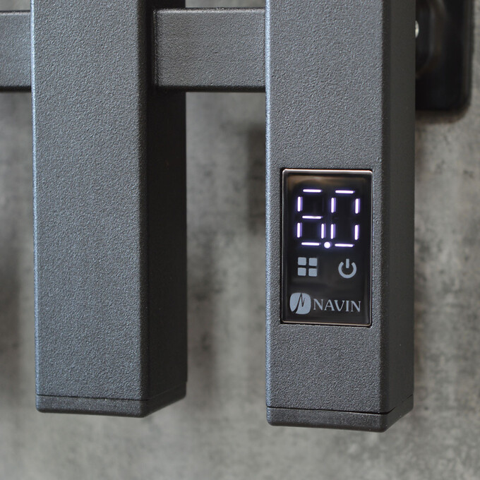 Электрический полотенцесушитель Navin Levante Sensor 12-257153-4514 (450x1400, черный муар, левый, сенсорный, с таймером), Доступные размеры: 450 x 1400, Цвет производителя: черный муар, Подключение полотенцесушителя: левое, фото 5