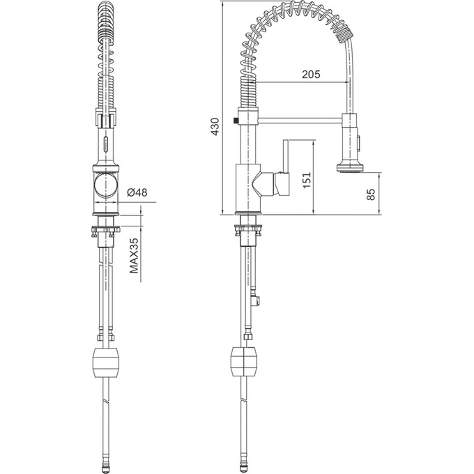 Смеситель для кухни Perla Henry PBZ6912B (черный матовый, с выдвижной лейкой и гибким изливом), Цвет производителя: черный матовый, фото 2