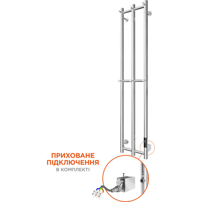 Электрический полотенцесушитель Mario e-INOX Соле TR 2.0 K 2.13.046354.P (250x1170 см, хром/сатин/белый глянец/белый мат/черный мат/графит/бронза/золото/золото сатин, универсальный, с программатором), Доступные размеры: 250 x 1170, Подключение полотенцесушителя: универсальное, фото 4