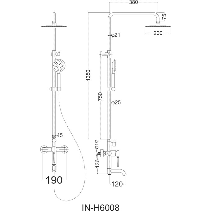 Душевая система Perla Oceli PSS1204, фото , изображение 2