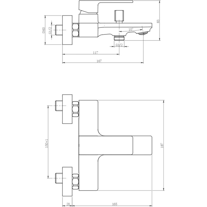 Смеситель для ванны Perla Robin PBZ6204 (хром), Цвет производителя: хром, фото 2