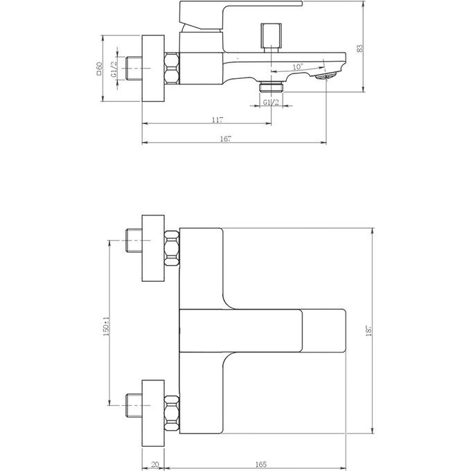 Смеситель для ванны Perla Robin PBZ6204В (черный матовый, с лейкой и шлангом), Цвет производителя: черный матовый, фото 2