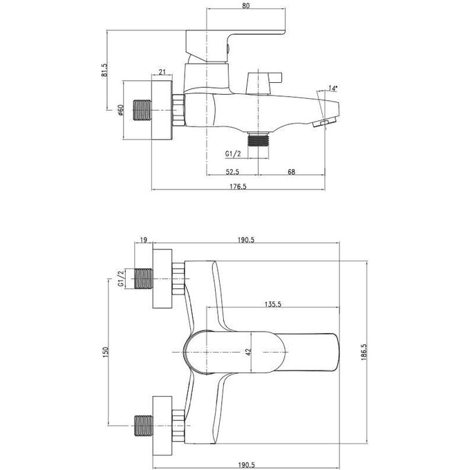 Смеситель для ванны Perla Elis PSH504-С, фото 4