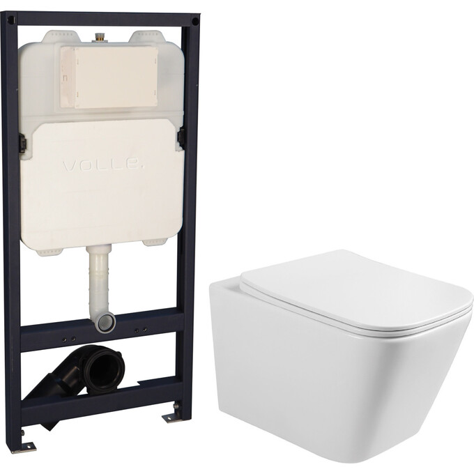 Комплект унитаз с инсталляцией 3 в 1 : подвесной унитаз с сиденьем Volle Libra 2.0 Vortice 1321.001000 + инсталляция Volle Master Ola 2130.000200 + c звукоизоляционной прокладкой + с креплением к стене, фото 