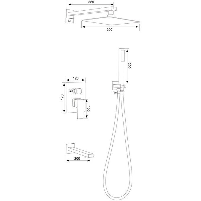Душевая система Perla Oceli PSS7704 (скрытого монтажа, с изливом), фото 6