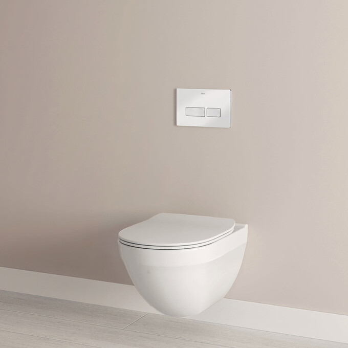 Безободковый подвесной унитаз Roca Hebe Round Rimless A34H138000 (c сиденьем), фото 7