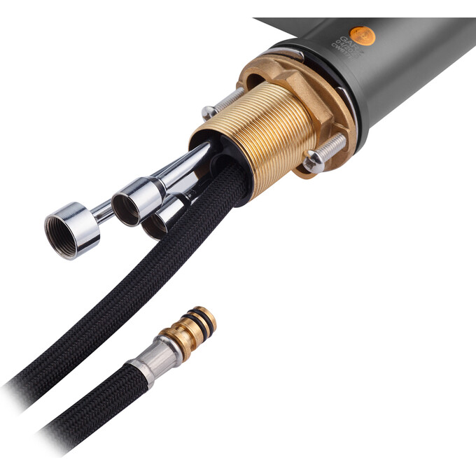 Комплект змішувачів для ванної кімнати та кухні Kroner Graz KRGRP030TGRP010 (GRP030-T+GRP010, графіт), фото , изображение 9