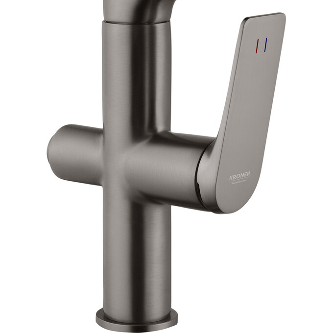 Комплект змішувачів для ванної кімнати та кухні Kroner Graz KRGRP03815GRP010 (GRP03815+GRP010, графіт), фото , изображение 5