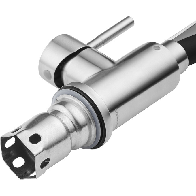 Змішувач для кухні Kroner KRP Edelstahl Klassisch ESG03593BLK (нержавіюча сталь/чорний, з гнучким виливом), Колір виробника: нержавіюча сталь, чорний, фото , изображение 6