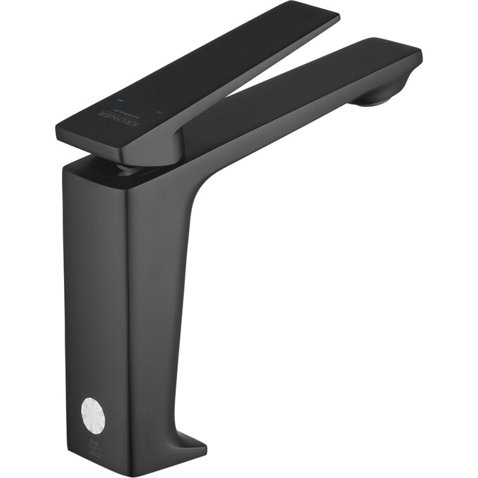 Смеситель для умывальника Kroner KRP Ersel SCH0111BV (черный матовый, с донным клапаном), Цвет производителя: черный матовый, фото 3