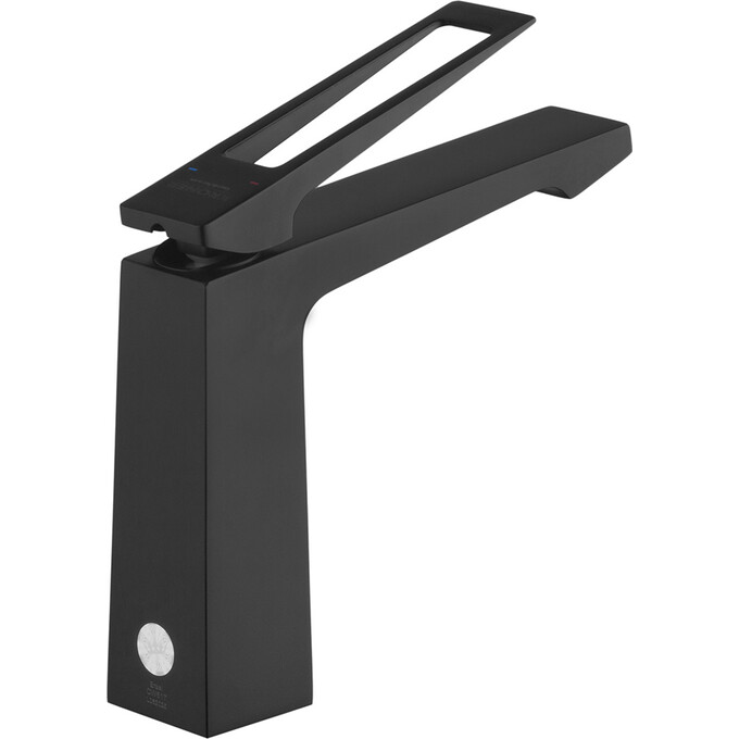 Смеситель для умывальника Kroner KRP Ersel SCH0110BV (черный матовый, с донным клапаном), Цвет производителя: черный матовый, фото 3