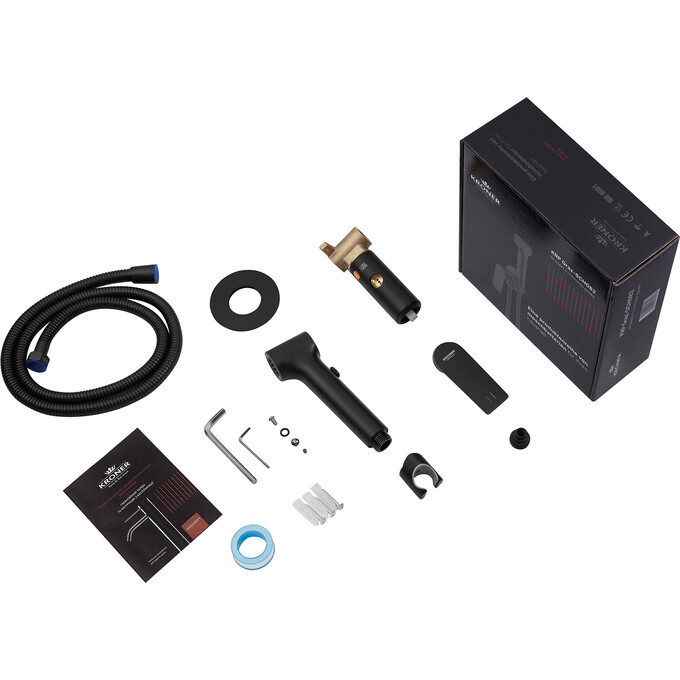 Гигиенический душ со смесителем Kroner KRP Graz SCH082  (черный матовый, скрытого монтажа), Цвет производителя: черный матовый, фото 7