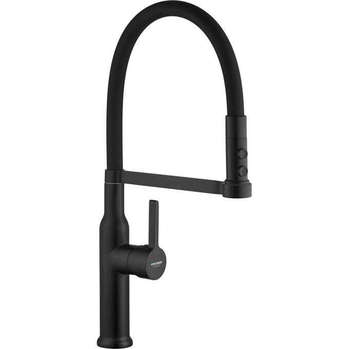 Змішувач для кухні Kroner KRP Ersel SCH03112BLK (чорний матовий, з гнучким виливом), фото 