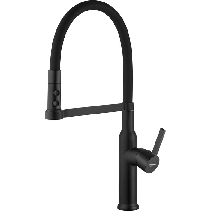 Змішувач для кухні Kroner KRP Ersel SCH03112BLK (чорний матовий, з гнучким виливом), фото , изображение 4