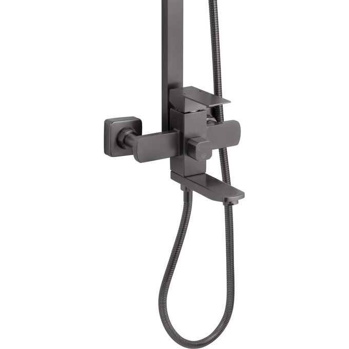 Душевая система Kroner KRP Edelstahl Kubus PVD063 (графит, с изливом), Цвет производителя: графит, фото 2