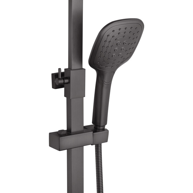 Душевая система Kroner KRP Edelstahl Kubus PVD063 (графит, с изливом), Цвет производителя: графит, фото 6