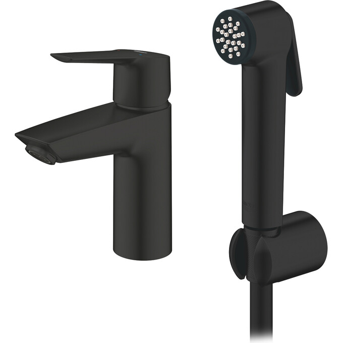 Змішувач для умивальника Grohe QuickFix Start S-Size 231232433 (чорний матовий, з гігієнічним душем), Колір виробника: чорний матовий, фото , изображение 2