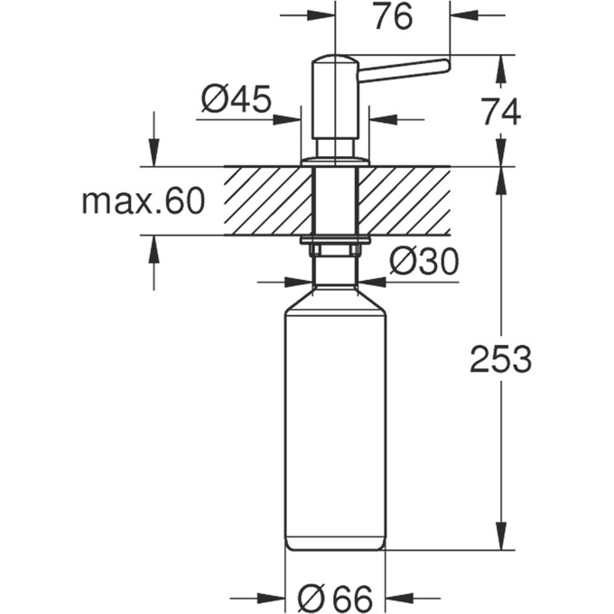Дозатор для моющего средства Grohe Contemporary 1021652430 (черный матовый, 500 мл), Цвет производителя: черный матовый, фото 4
