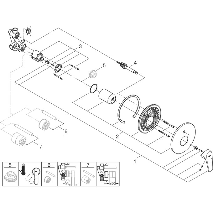 Змішувач прихованого монтажу Grohe Start Flow 29117000 (внутрішня частина в комплекті), фото , изображение 5