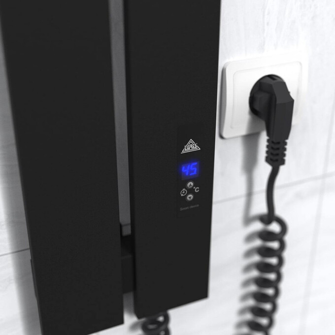 Электрический полотенцесушитель Laris Зебра Бостон ЧФ(Ч)2 R2 73207915 (150x1200, черный матовый, правый, с таймером), Доступные размеры: 150 x 1200, Цвет производителя: черный матовый, Подключение полотенцесушителя: правое, фото 6