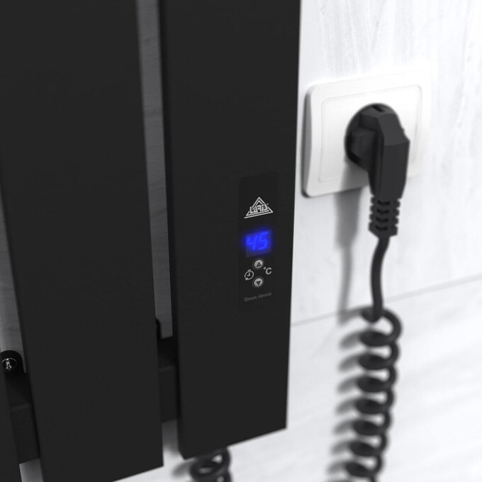 Электрический полотенцесушитель Laris Зебра Бостон ЧФ(Ч)3 R2 73207919 (230x1200, черный матовый, правый, с таймером), Доступные размеры: 230 x 1200, Цвет производителя: черный матовый, Подключение полотенцесушителя: правое, фото 6