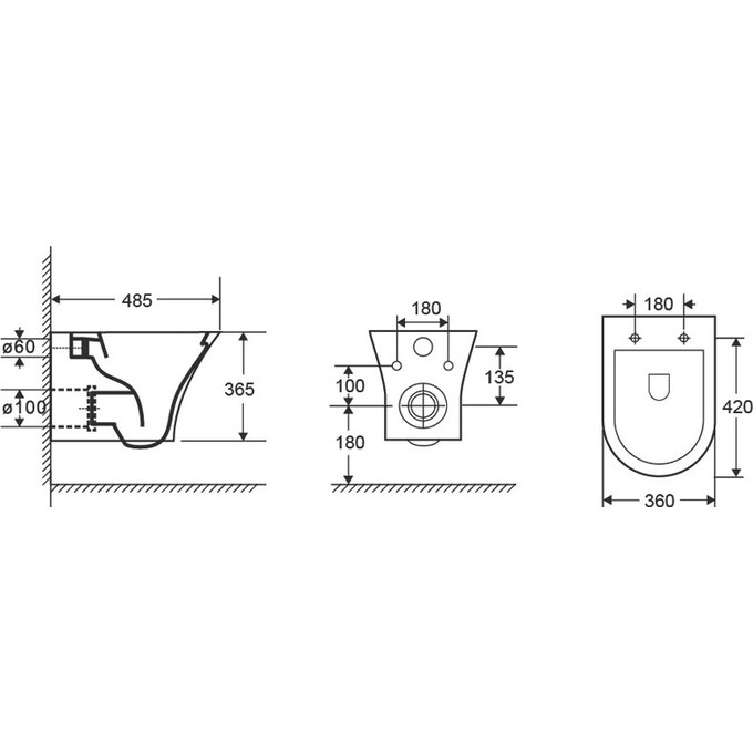 Комплект унитаз с инсталляцией 4 в 1 : подвесной унитаз с сиденьем Volle Cadiz Rimless​ 1339.001000 + инсталляция Volle Master 141919 + клавиша белая + c звукоизоляционной прокладкой + с креплением к стене, фото 3