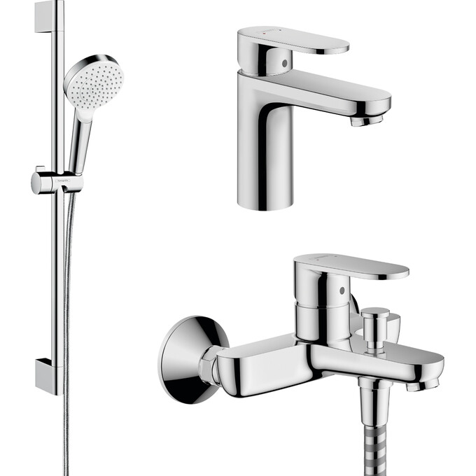 Комплект змішувачів 3 в 1 для ванної кімнати Hansgrohe Vernis Blend 70 (71550000+71550000+71440000+26533400), фото 