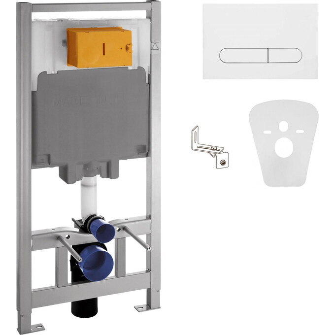 Комплект унитаз с инсталляцией 4 в 1 : подвесной унитаз с сиденьем Volle Cadiz Rimless​ 1339.001000 + инсталляция Volle Master 141919 + клавиша белая + c звукоизоляционной прокладкой + с креплением к стене, фото 4