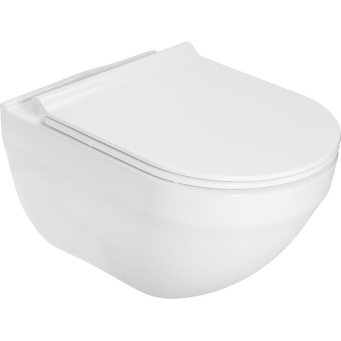 Безободковый подвесной унитаз Roca Hebe Round Rimless A34H138000 (c сиденьем), фото 