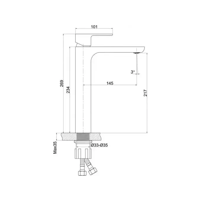 Смеситель для умывальника Perla Elis PSH503TG-B (золото, высокий), Цвет производителя: золото, фото 4
