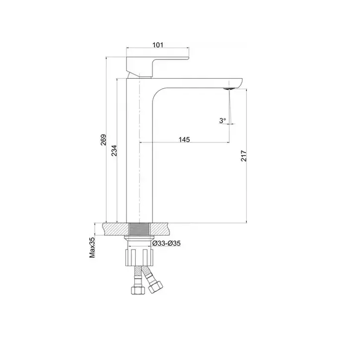 Смеситель для умывальника Perla Elis PSH503-B (хром, высокий), Цвет производителя: хром, фото 2