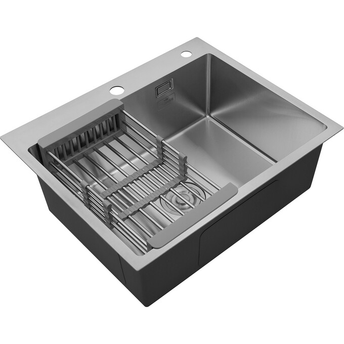Кухонна мийка зі змішувачем Kroner KRG6050HMC031BLKSP016 (60x50 см, 3.0/1.0 мм, з коландером, дозатором та сифоном), фото , изображение 5