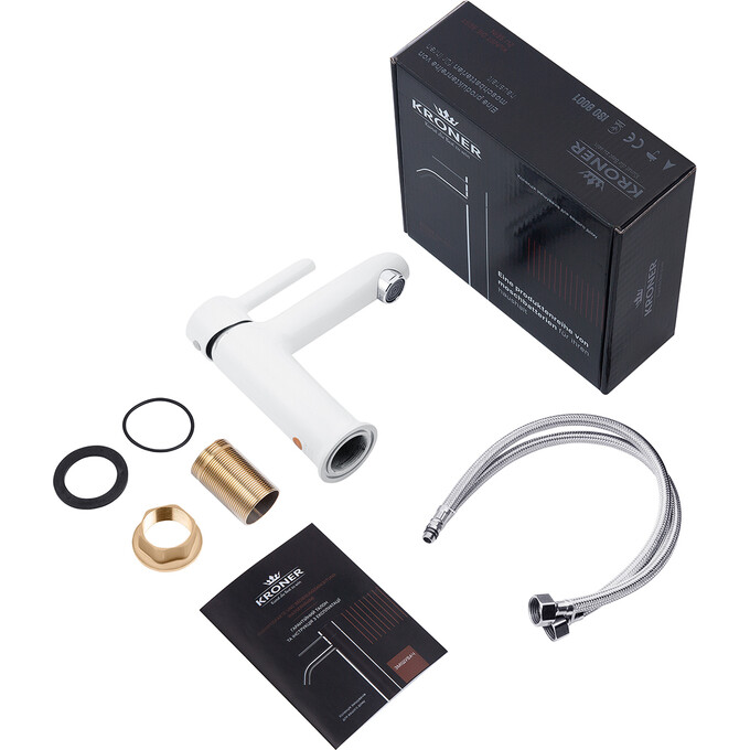 Комплект змішувачів для ванної кімнати Kroner Armada+Essen KRAW065W010 (W065+W010, хром/білий), фото , изображение 21