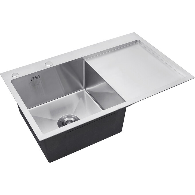 Кухонна мийка зі змішувачем Kroner KRG7849LHMESG035SP016 (78x49 см, 3.0/1.0 мм, з коландером, дозатором та сифоном), фото , изображение 3