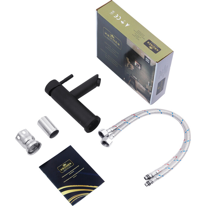 Комплект для ванної кімнати Kroner KRKSCH082SCH010SCH60: душова система Edelstahl Klassisch-SCH082 + змішувач для умивальника Edelstahl Klassisch-SCH010 + трап лінійний Harz SCH60 Sektion Schwarz, фото , изображение 18