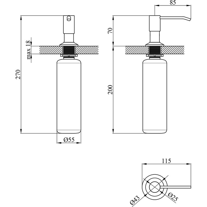 Кухонна мийка зі змішувачем Kroner KRG5050HMC031WHISP016 (50x50 см, 3.0/1.0 мм, з коландером, дозатором та сифоном), фото , изображение 24