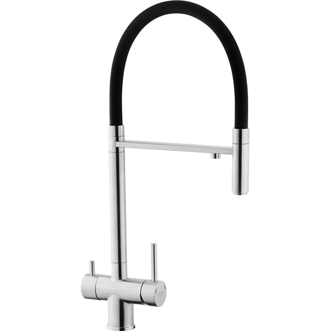 Кухонна мийка зі змішувачем Kroner KRG6050HMESG03815BLKSP016 (60x50 см, 3.0/1.0 мм, з коландером, дозатором та сифоном), фото , изображение 12