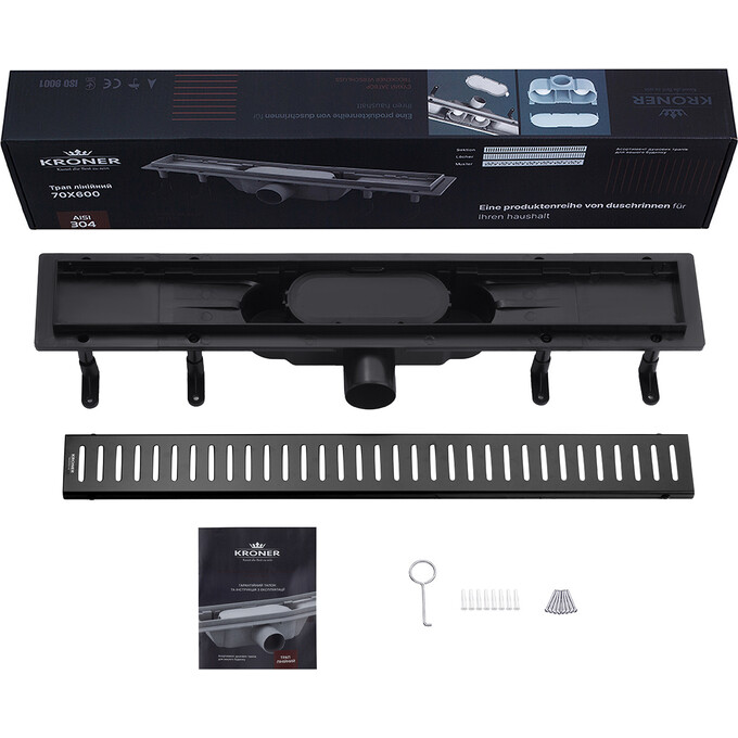 Комплект для ванної кімнати Kroner KRKSCH082SCH010SCH60: душова система Edelstahl Klassisch-SCH082 + змішувач для умивальника Edelstahl Klassisch-SCH010 + трап лінійний Harz SCH60 Sektion Schwarz, фото , изображение 23