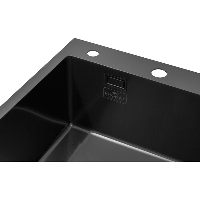 Кухонная мойка со смесителем Kroner KRS7848LHMPVDPVD03817BLKSP026 (78x48 см, 3.0/1.0 мм, с коландером, дозатором и сифоном, правая), фото 6