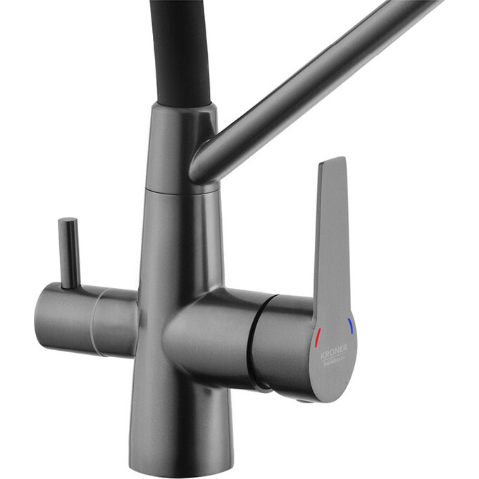 Кухонна мийка зі змішувачем Kroner KRS7843ZHMPVDPVD03817BLKSP026 (78x43 см, 3.0/1.0 мм, з коландером, дозатором та сифоном), фото , изображение 14