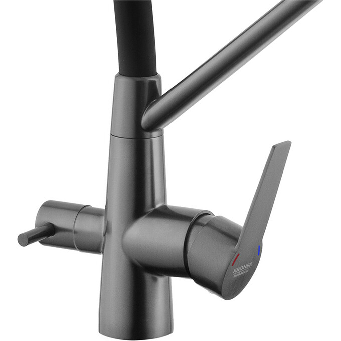 Кухонна мийка зі змішувачем Kroner KRS7843ZHMPVDPVD03817BLKSP026 (78x43 см, 3.0/1.0 мм, з коландером, дозатором та сифоном), фото , изображение 15