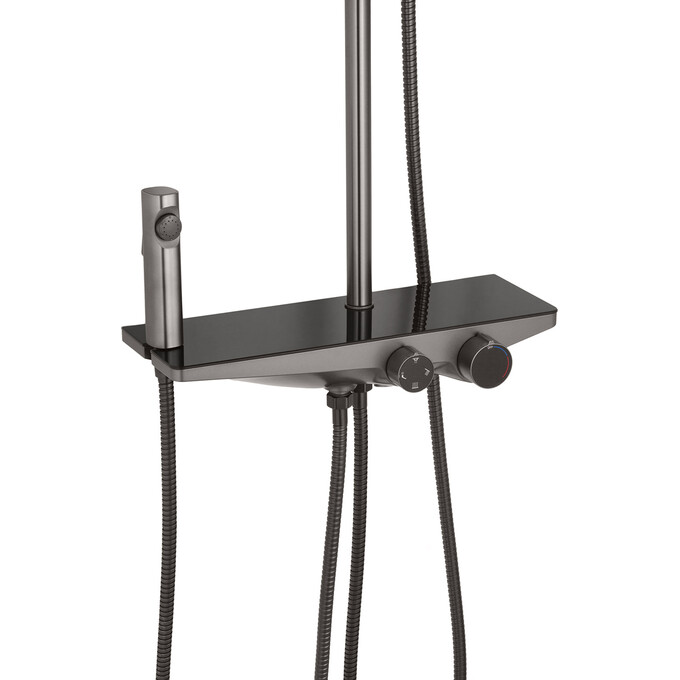 Комплект змішувачів для ванної кімнати Kroner Armada+Graz KRAGRP066GRP010 (GRP066+GRP010, графіт), фото , изображение 3