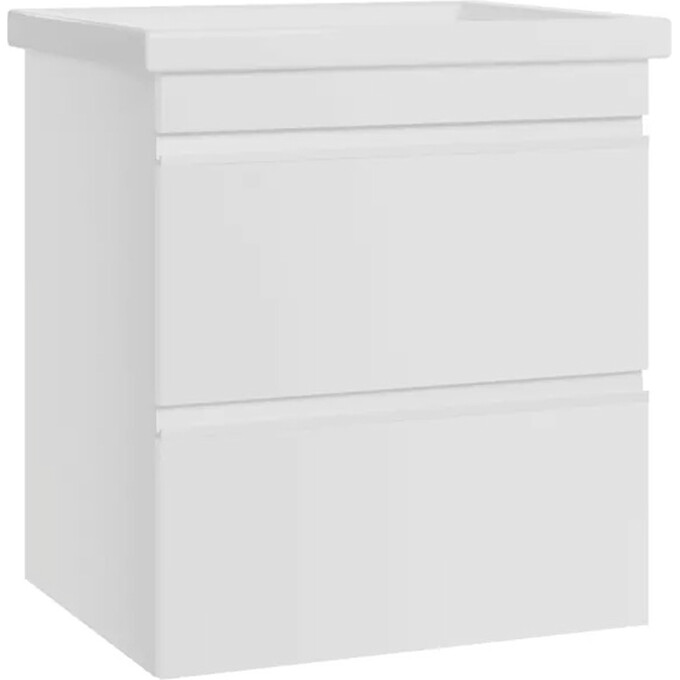 Тумба с раковиной Devit Frame 753055W (55 см, белая глянцевая, подвесная, с сифоном), Доступные размеры: 55, Цвет производителя: белый глянец, фото 2