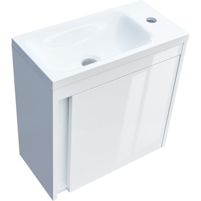 Тумба з раковиною Devit Small 063050W (50 см, біла глянсова, підвісна), Колір виробника: білий глянець, фото , изображение 6